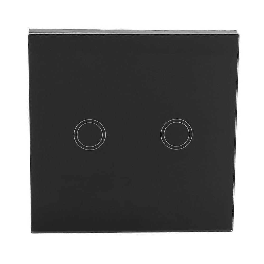 Tempered Glass Panel Remote Control Smart Wall Switch Wireless Touch Switches Black Two Gang