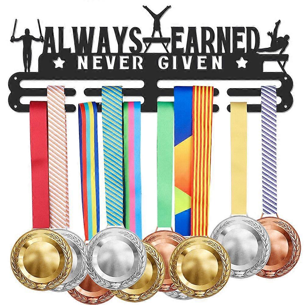 Iron Medal Hanger Holder Display Wall Rack 3-Line with Screws Black Gymnastics 400x150mm