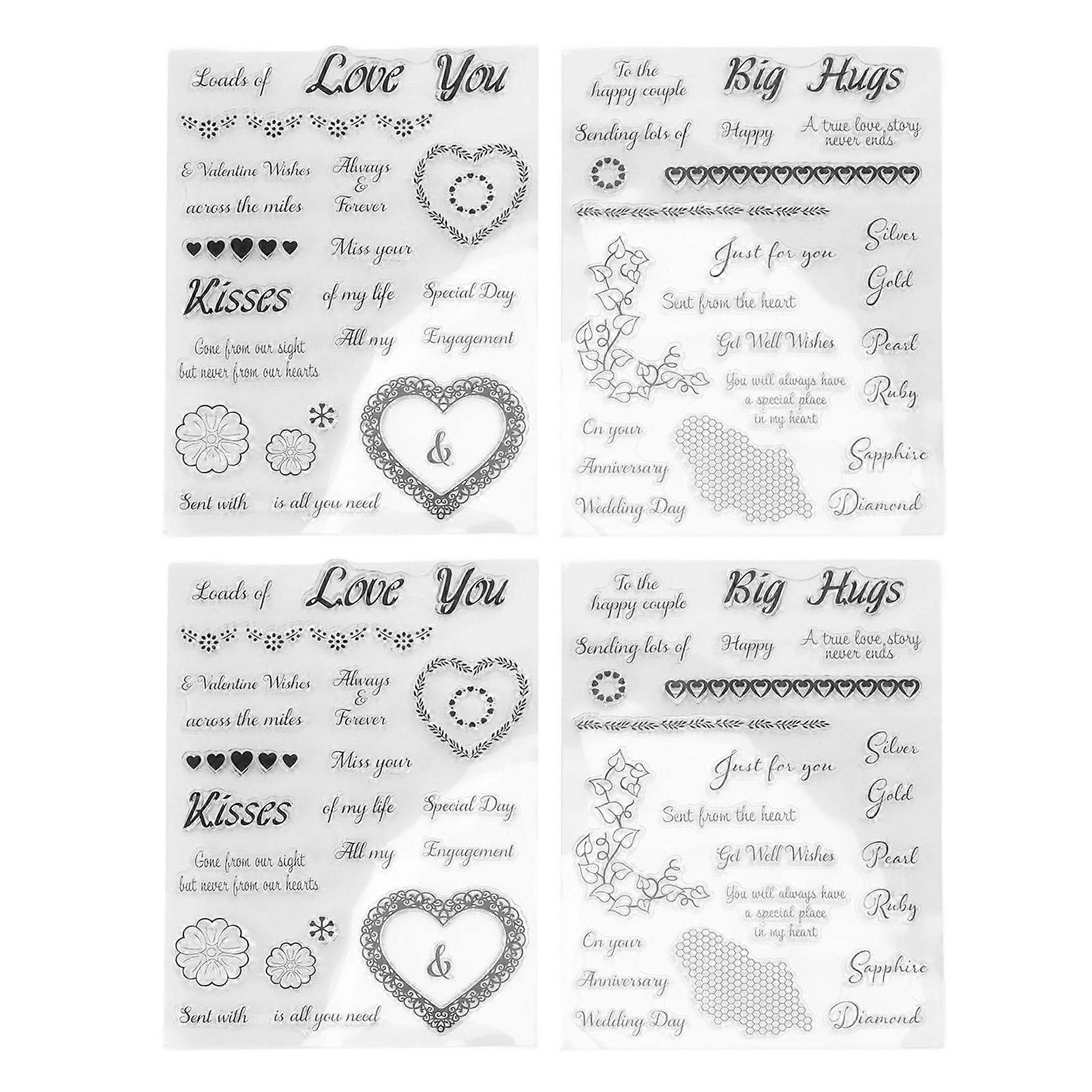 4Pcs Clear Stamp Romantic Style Clear Safe Reusable TPR Wide Application Transparent Stamp for Cards Envelope Making