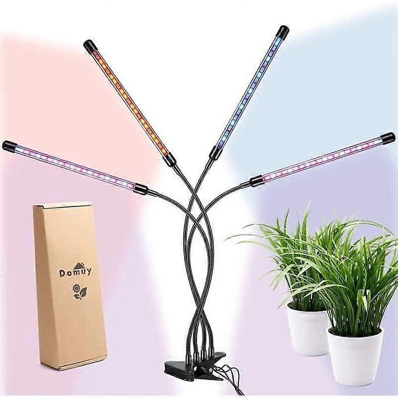 Domy Horticultural LED Grow Light - 4 Tubes - Full Color Light Spectrum - Automatic Timer