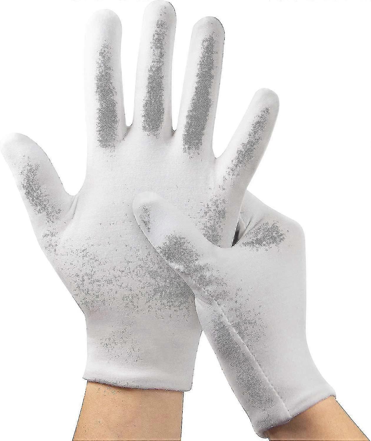 5 أزواج قفازات بين عشية وضحاها ، قفازات لجافة الأيدي الأكزيما ، قفازات بيضاء للرجال والنساء ، حجم مناسب للقماش جيد