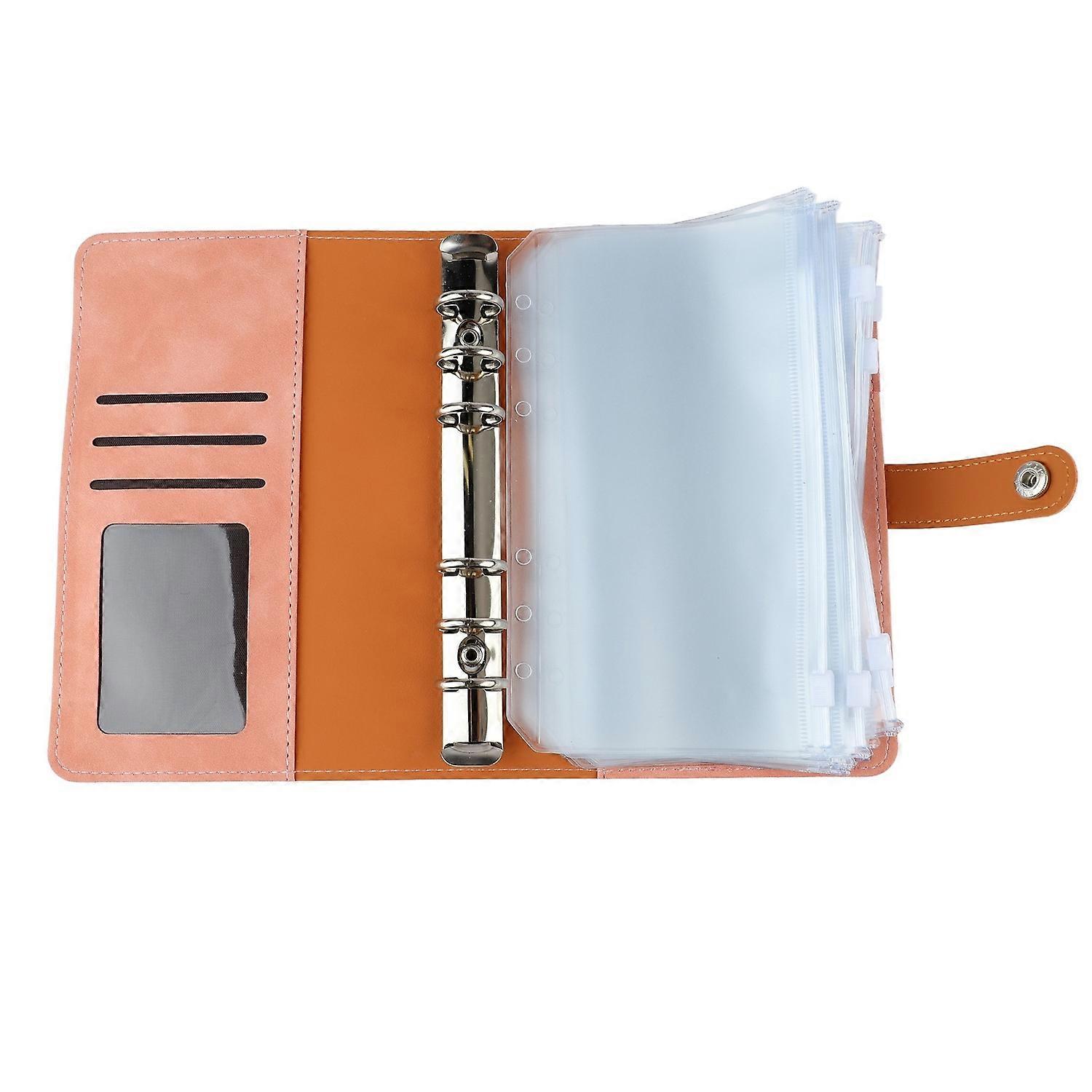 Budget Binder A6 Multiple Pockets Stainless Steel Rings PU Leather Cover Portfolio Binder for Office
