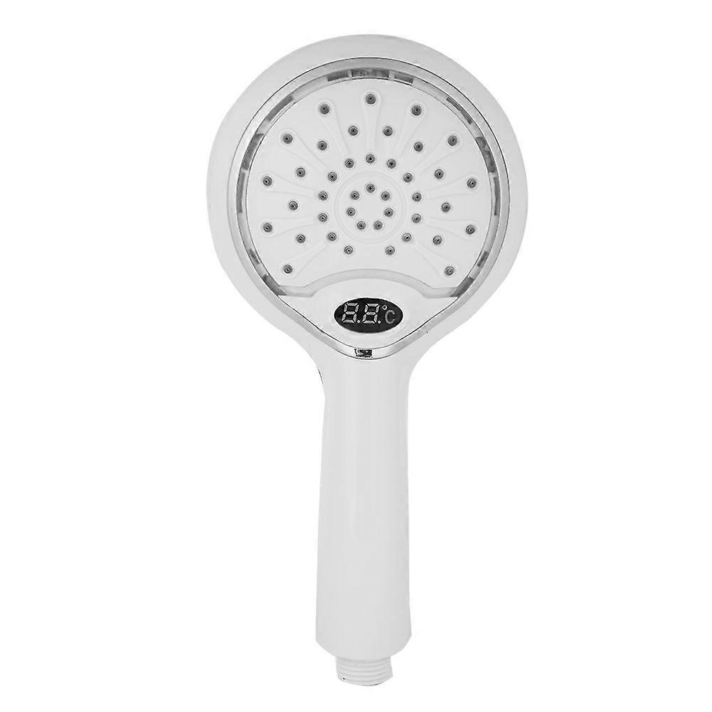 Handheld Bathroom Shower Head Digital Temperature Display LED Romantic Lights Shower(White)