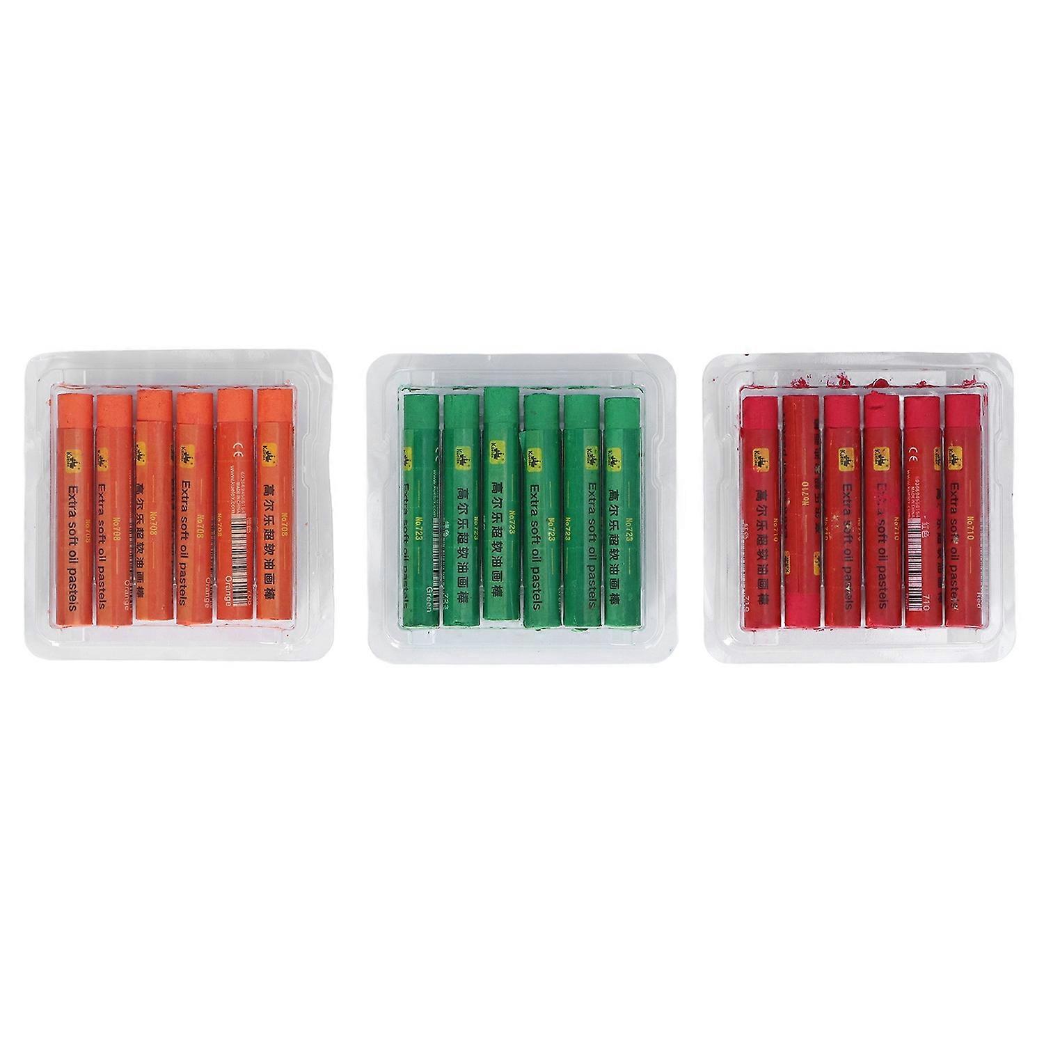 18pcs Oil Pastels Set Soft Texture Oily Ink Material Easy Mixing Coloring Red Green Orange Pastels A