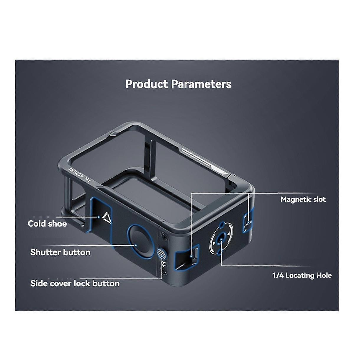 For Action 5 4/3 Cage Protective Cage Camera Cage Protective Frame Magnetic Quick Release Connector