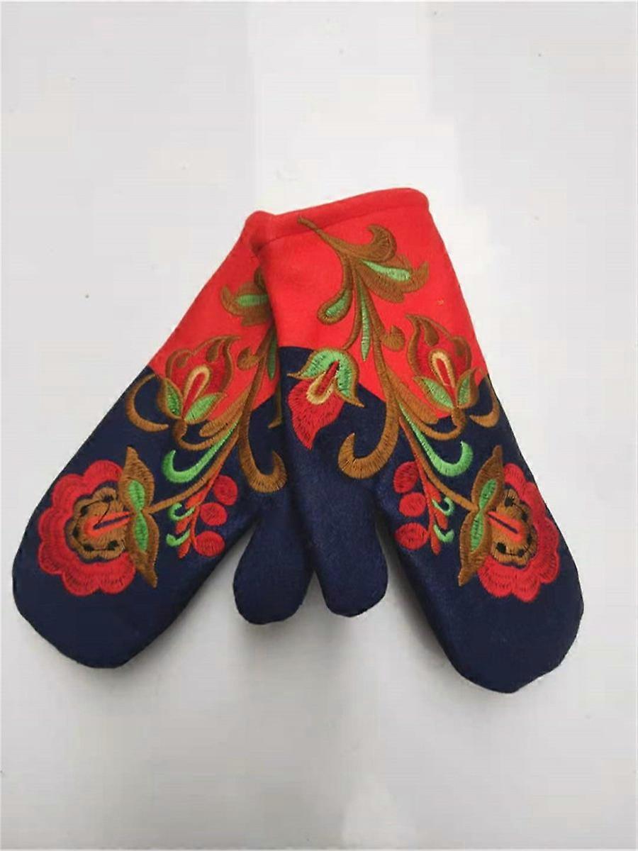 Winter Warm Gloves,Color Blocking,Embroidery