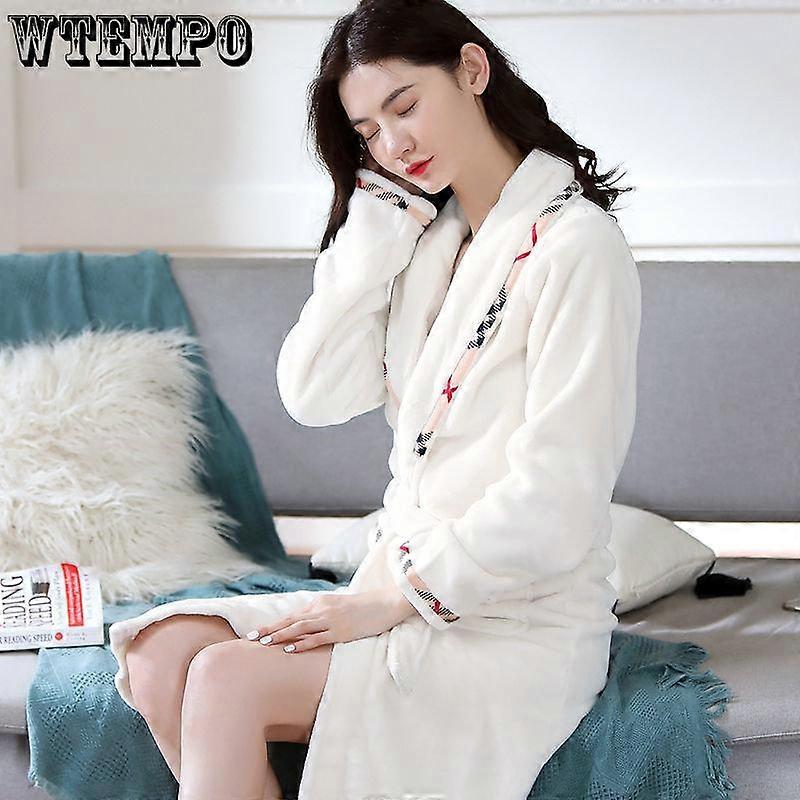 Women's Robe In The Long Section Thickened Nightgown Printed Long-sleeved Leisure Bathrobe