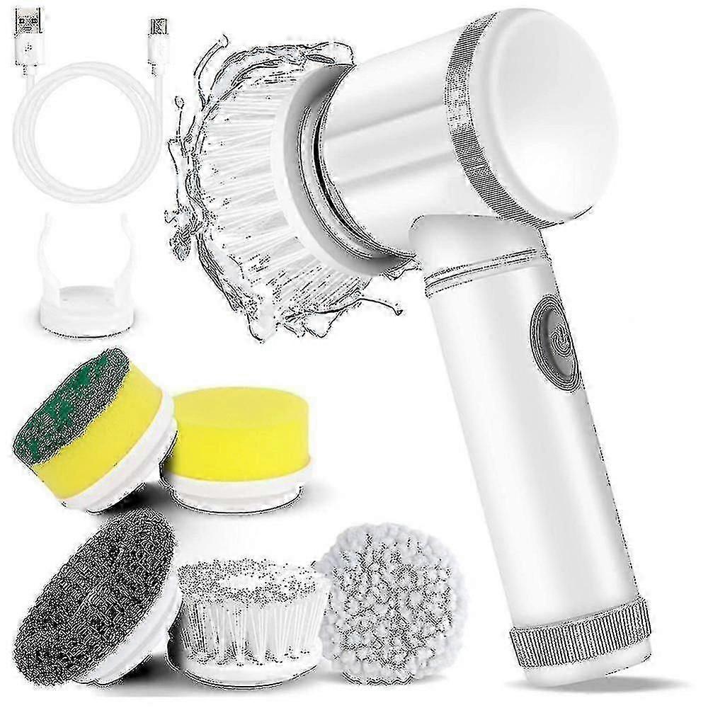 Brosse de nettoyage électrique d’épurateur électrique avec 5 têtes de brosse remplaçables pour baignoire, sol NQW