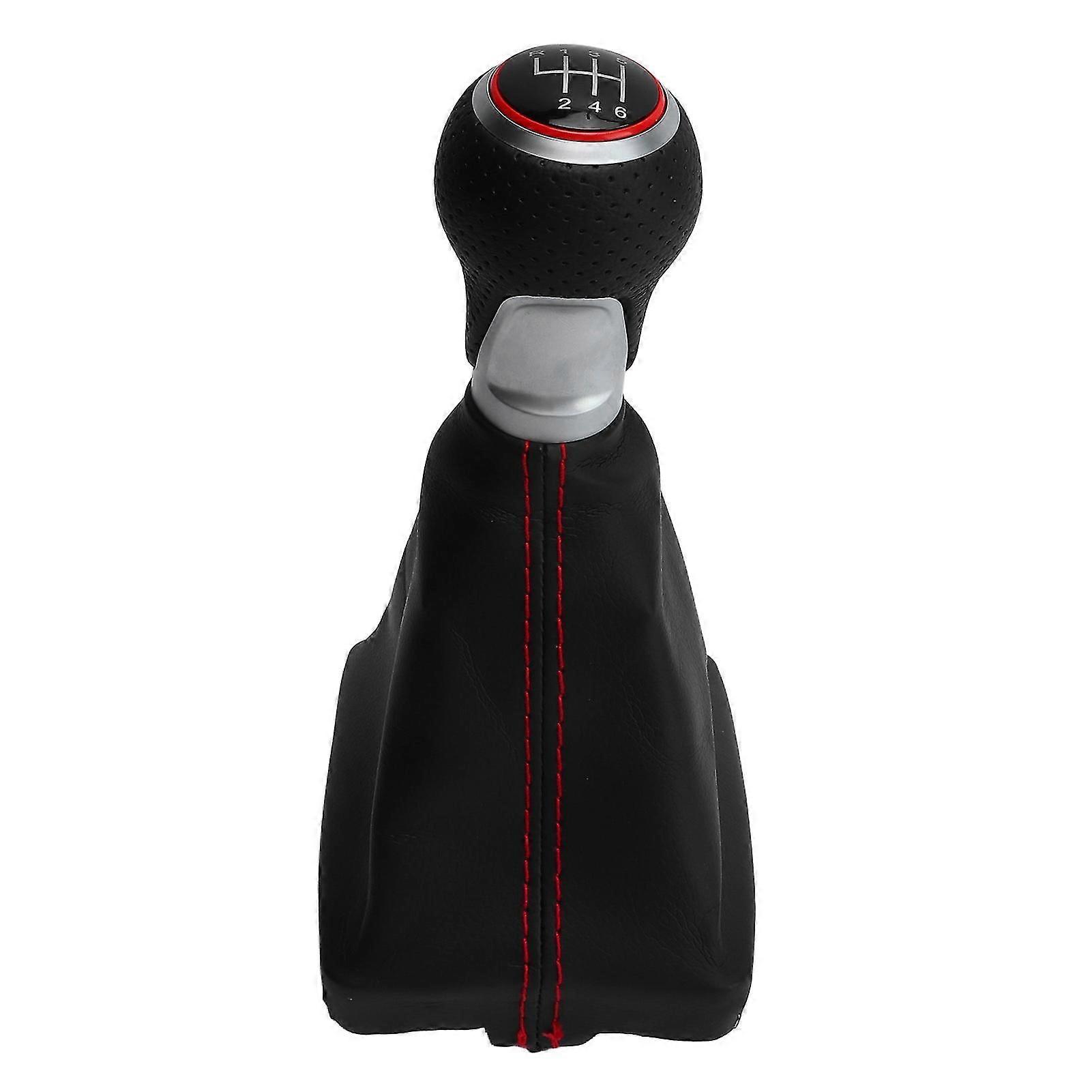 A6 C6 2004-2011 LHD Red Ring Car 6 Speed Gear Shift Knob with White Lettering