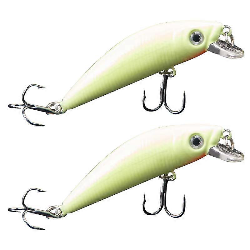 2PCS 3D Luminous Minnow Fishing Lure 7cm With Treble Hooks Artificial Hard Crankbaits For Bass Pike Carp Fishing