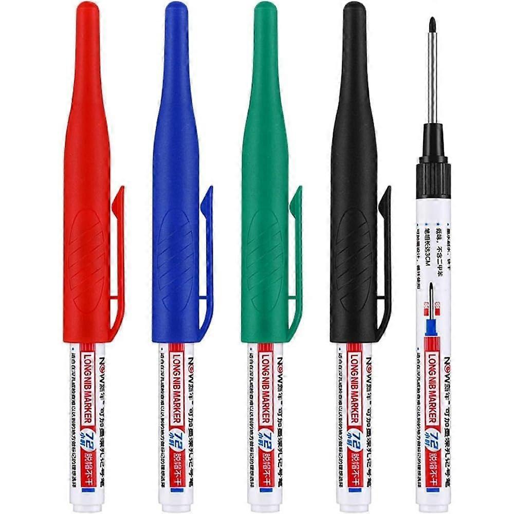 4-Pack Deep Hole Marker Pens for Woodworking - Long Nib Precision Tools for Marking and Decoration