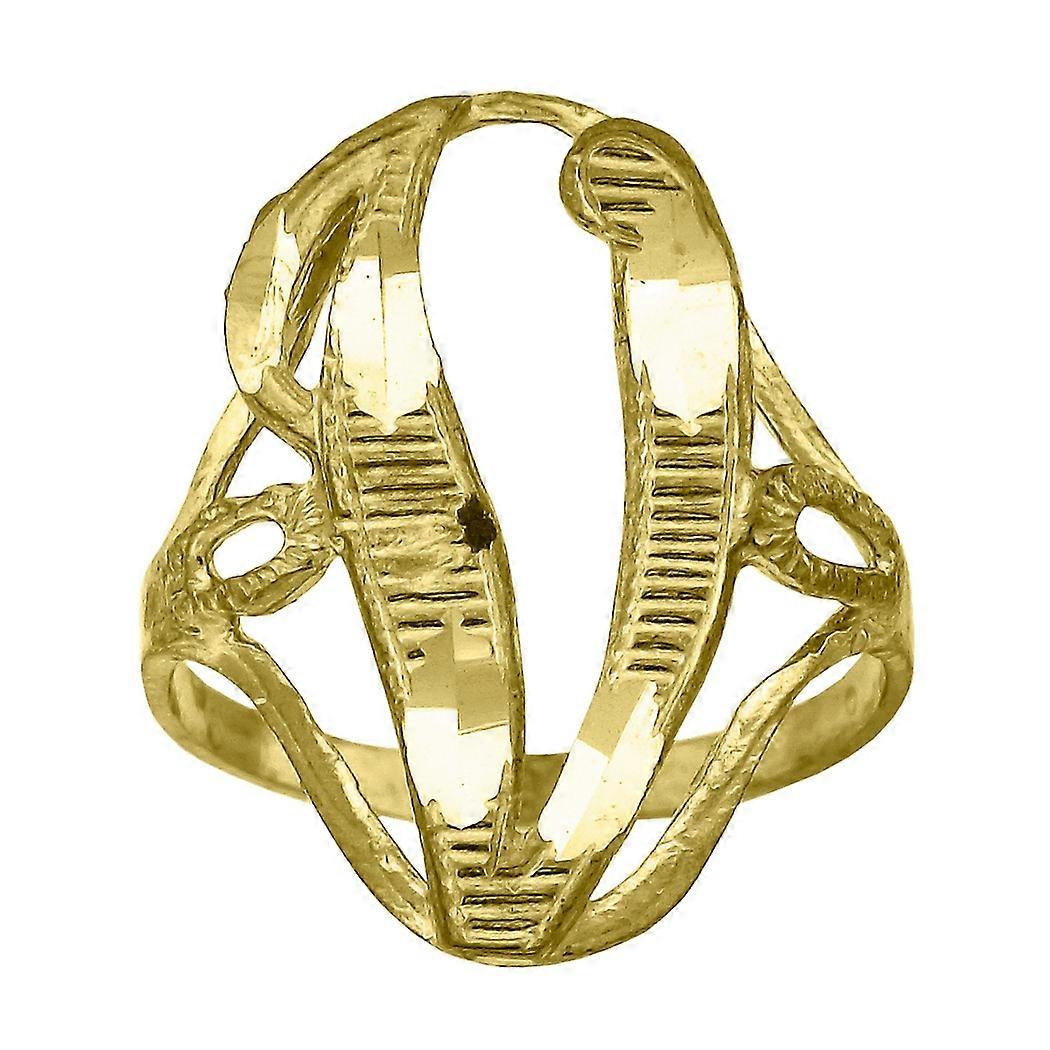 Bague pour femme en or jaune 10 carats avec initiale V et monogramme personnalisé, 20,5 x 2 mm de large, taille 8