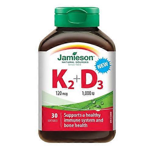 Jamieson 维生素 维生素 K2 + D3 1,000 IU，120 微克，30 粒软胶囊