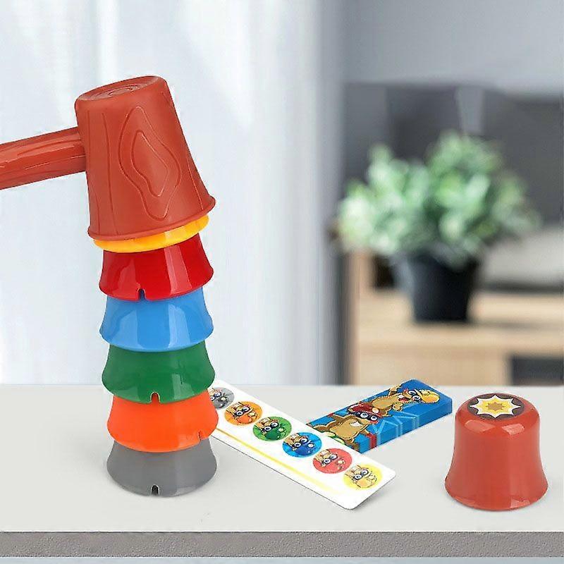 親子の子供の知性のおもちゃのためのほくろスタックカップボードゲームをハンマーで叩く