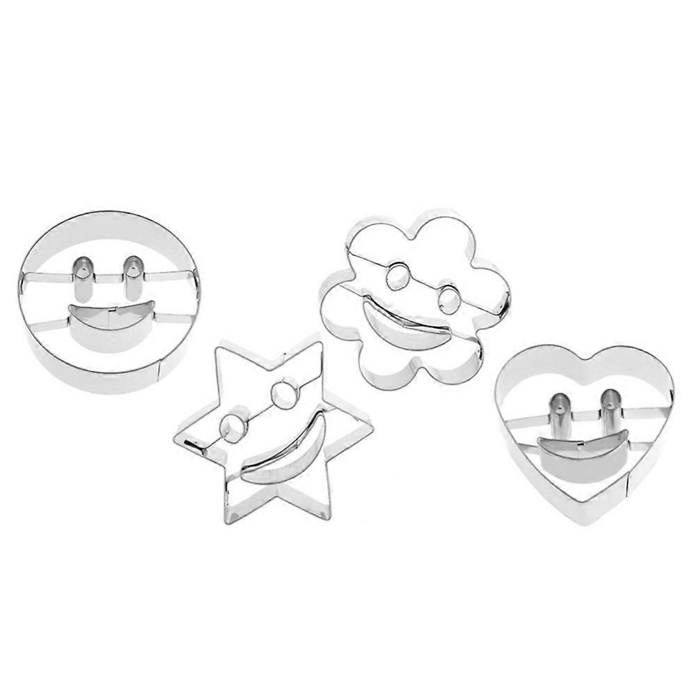 Smile Face Biscuit Cutter Set - 4 Pcs Mousse Sugar Cookie Molds, Durable Plastic Kitchen Baking Supplies