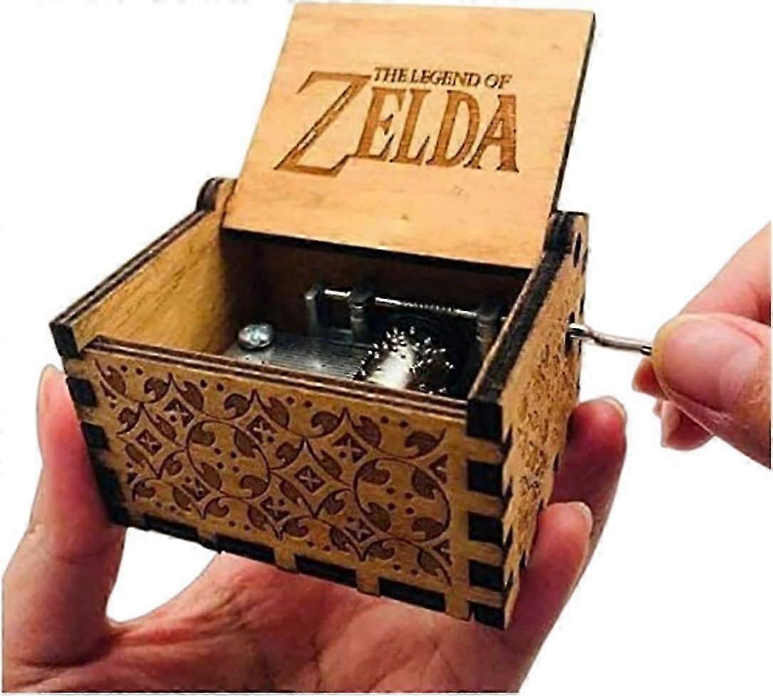 أسطورة زيلدا موضوع الفيلم العتيقة منحوتة الموسيقى مربع اليد كرنك خشبي لعبة مربع موسيقي