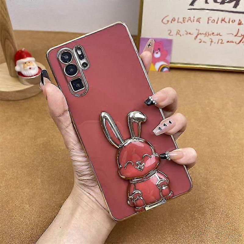 Minglan Apply To Cute Rabbit Holder Phone Bracket Case For Huawei P Smart 2021 P20 P40 P30 Honor 50 Lite P50 Pro Y7a Y6p Y7p Y9s Plating Cover