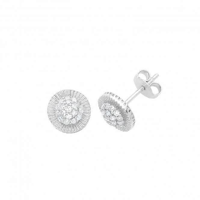 9ct White Gold Round Zirconia Stud Earrings ES564W