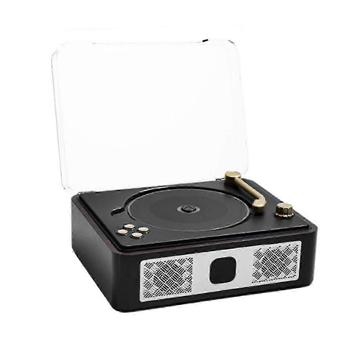 Bluetooth Desktop CD Players for Home Built-in Speakers Rechargeable Headphone Jack Vintage CD Player Brown Black
