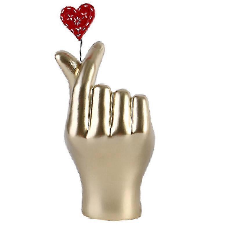 Love Gesture Single Hand Statue Gold Decorations
