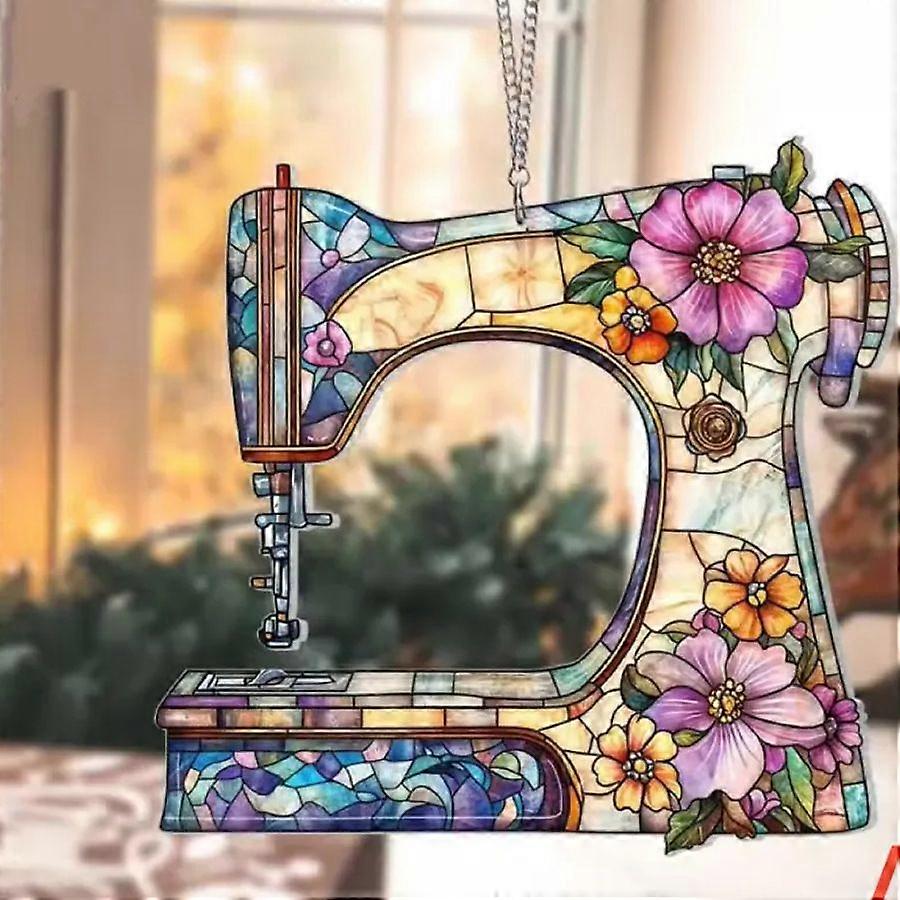 Sewing Machine Ornament Stained Acrylic Style Window Hanging Decorations for Sewing Lovers and Crafters