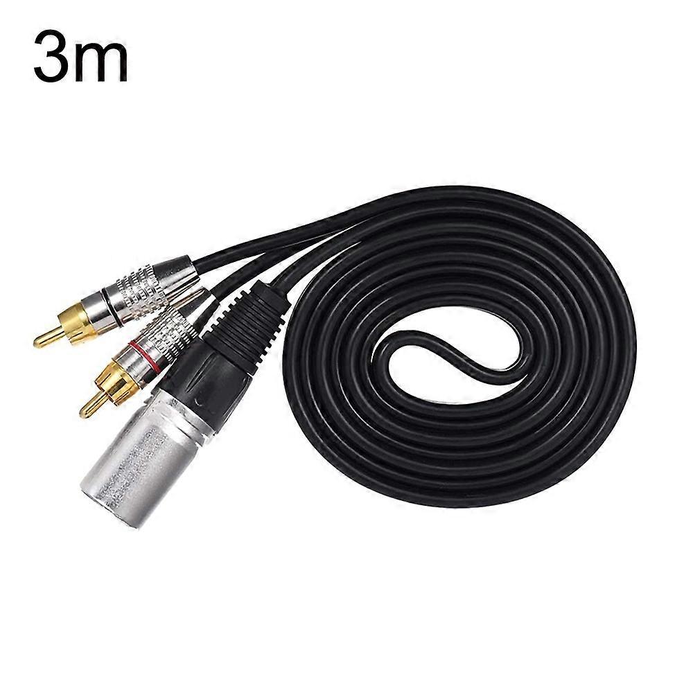 XLR hann til 2RCA hannplugg stereolydkabel, lengde:, lengde:3m