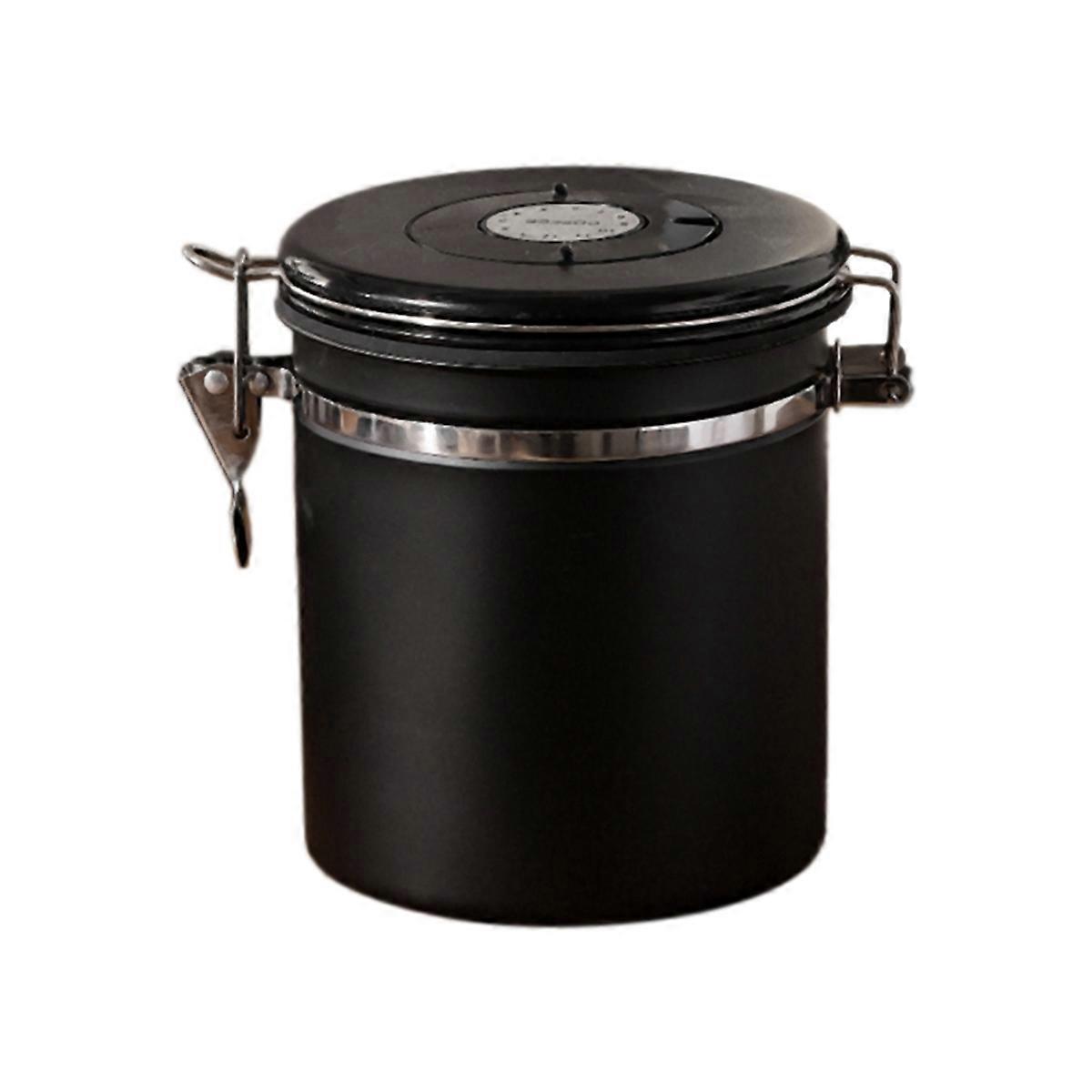 Coffee Canister Airtight Bean Container Storage Box 1.5L Black