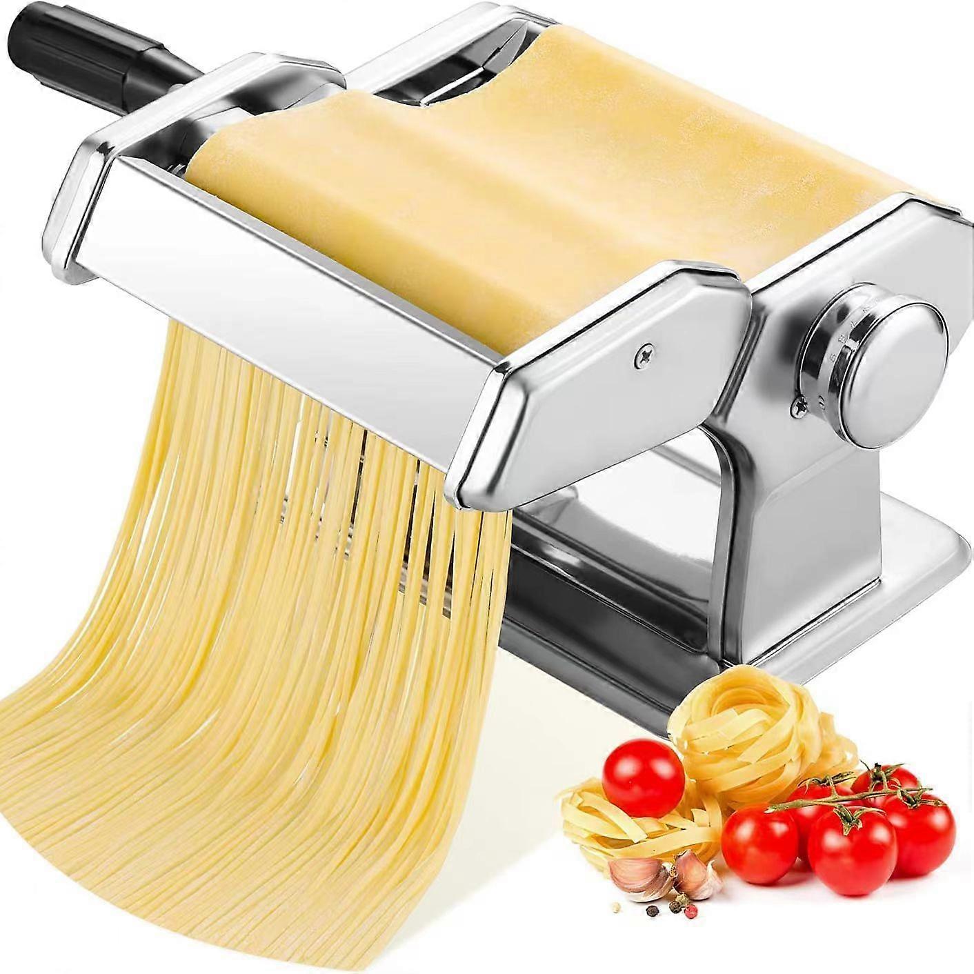 Pasta Maker Machine for Homemade Dumpling Skin and Spaghetti, Manual Steel, Adjustable Thickness, Easy to Clean