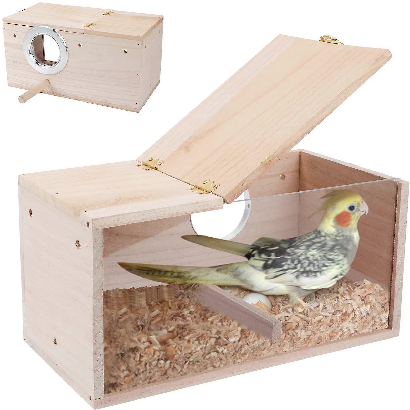 Transparent Natural Wood Nesting Boxes for Cage Breeding, Small Size, Eco-Friendly Material, Easy to Clean