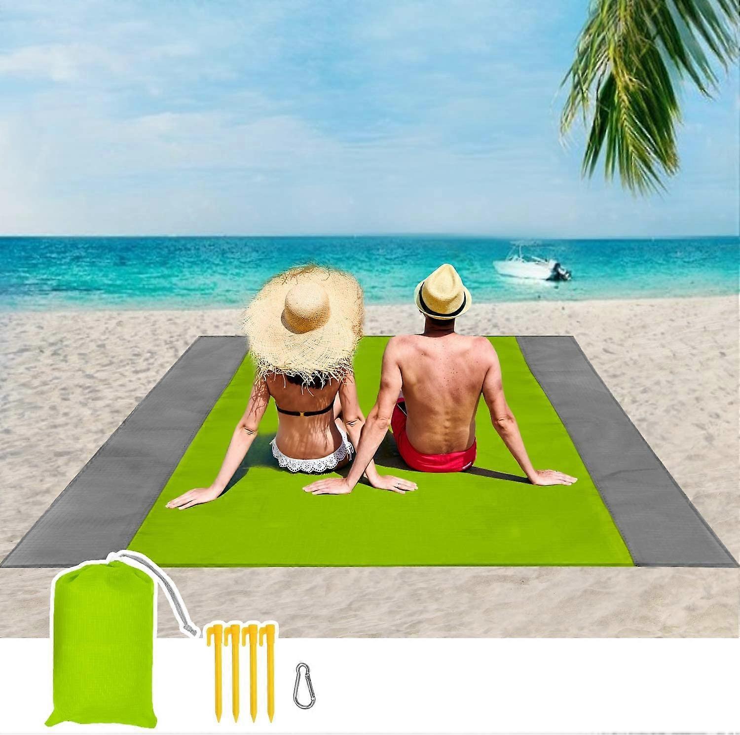 Beach Mat Picnic Blanket 210 x 200 CM Picnic Blanket, Picnic Mat Beach Blanket Picnic Blanket with 4 Fixed, Camping, Hiking and Picnic