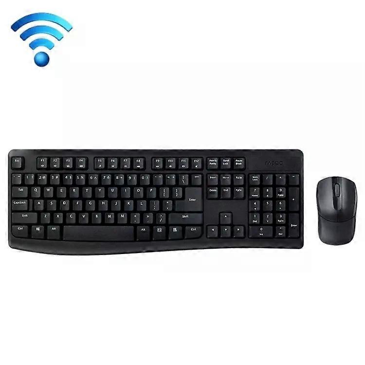 Wireless Multimedia Keyboard and Mouse Set-104 Keys,Waterproof,Rapoo