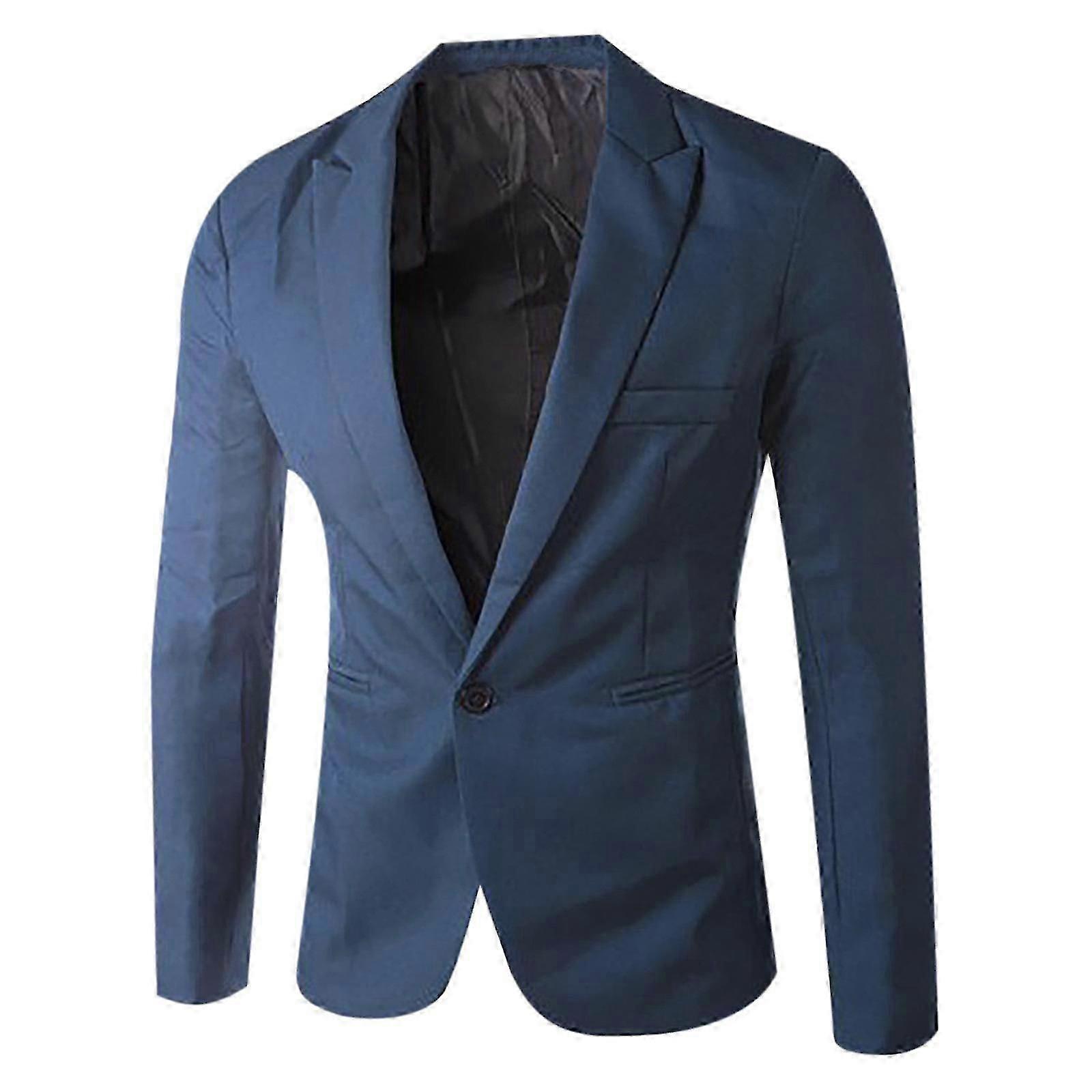 Men's Single Button Solid Color Casual Business Suit Top