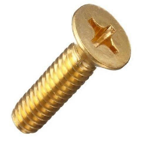 #6 x 1/4 Inch Brass Machine Screw Flat Countersunk Head Phillips Drive - Solid Brass Finish, 100 Pack