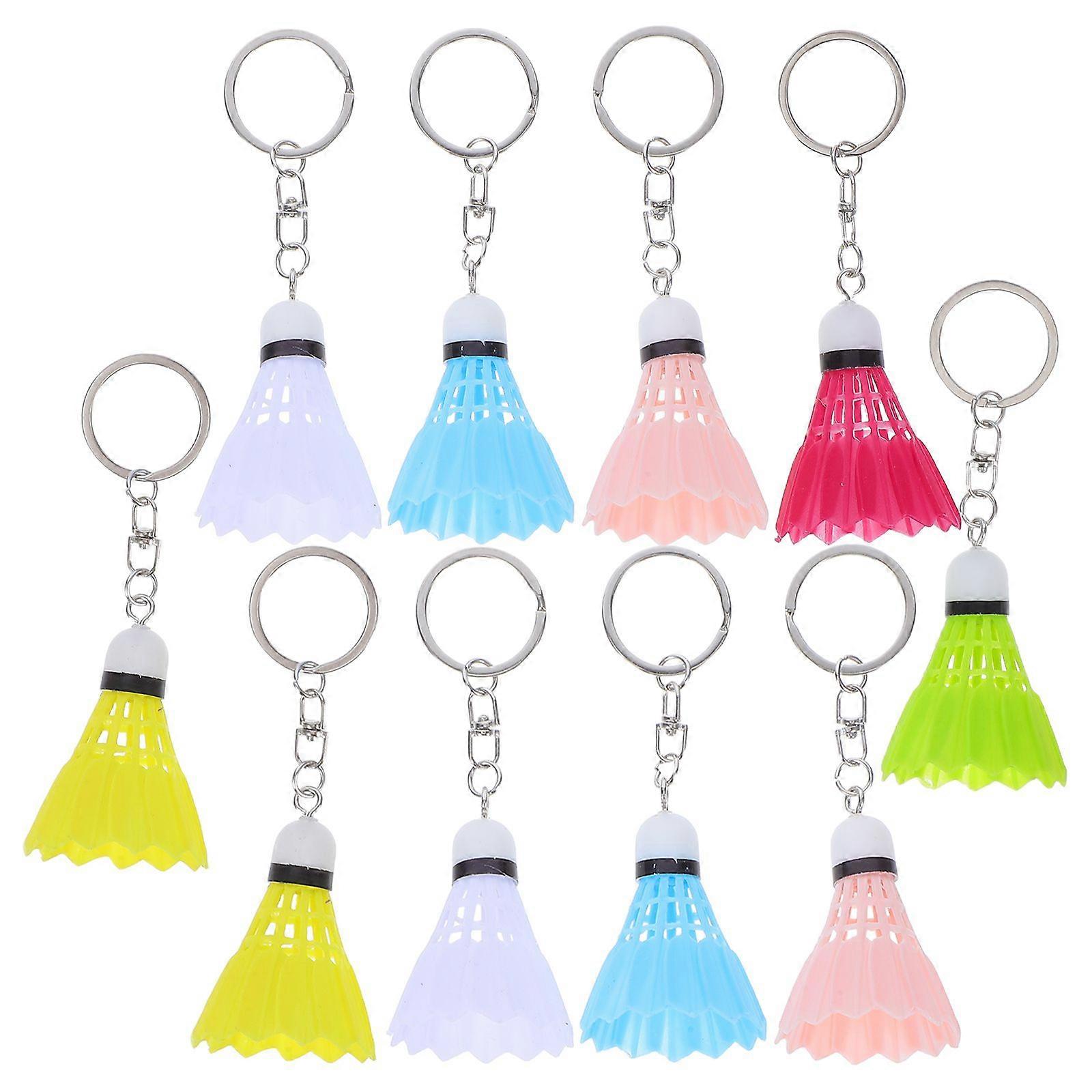 10pcs Miniature Badminton Key Chain Simulation Sports Pendant Creative Game Souvenirs Gift Badminton Shaped Key Ring (Random Color)