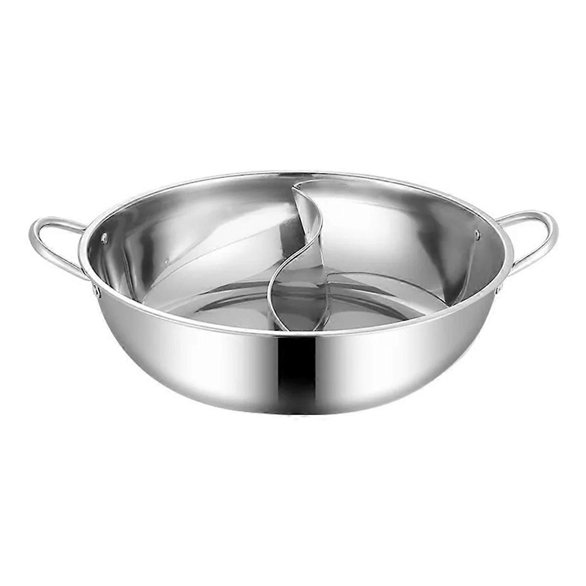 Edelstahl Twin Divided Double Hotpot Cooker Gasherd Kompatibler Topf Home Küche Kochgeschirr Suppe Kochtopf, 32cm