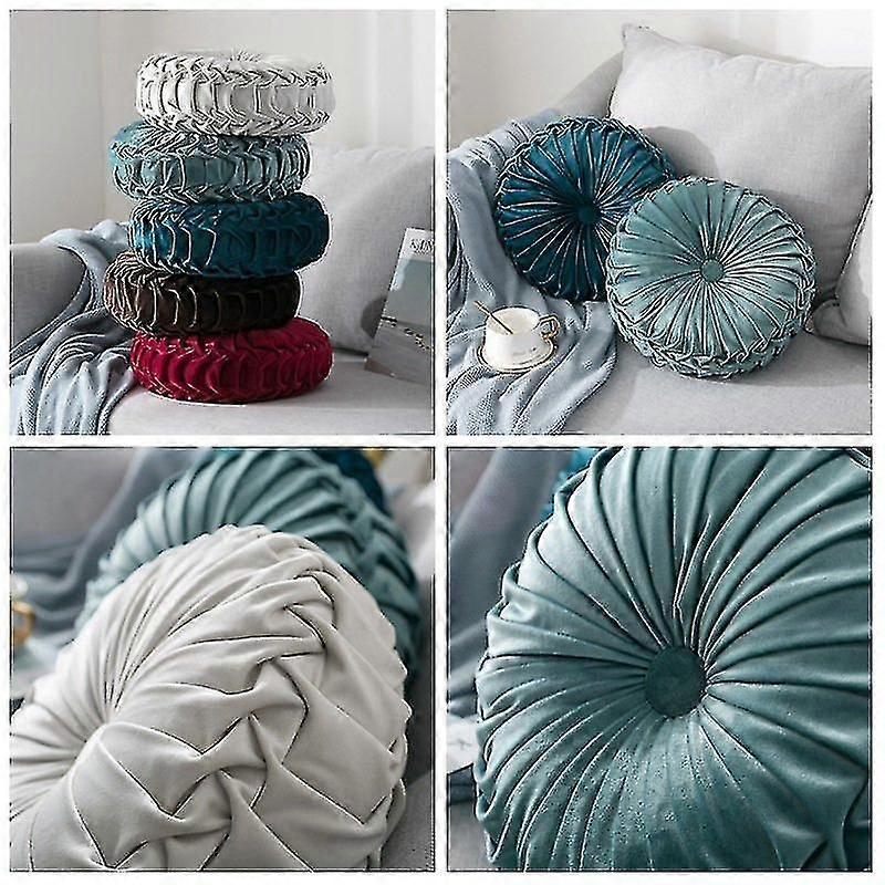 ベルベットプリーツラウンドカボチャ投げ枕ソファクッションフロア装飾ホームソファベッド