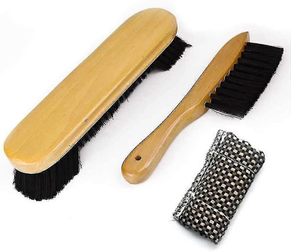 9" Wooden Billiards Pool Table And Rail Brush Set With Cue Shaft Cloth Slicker Cleaner