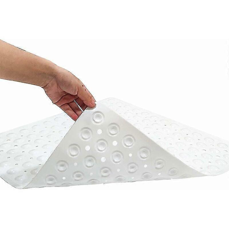 Non-Slip Shower Mat, Non-Slip Square Shower Mat, with Suction Cups Non-Slip Mat,Antifungal Bath or Shower Mat 53X53cm(White)