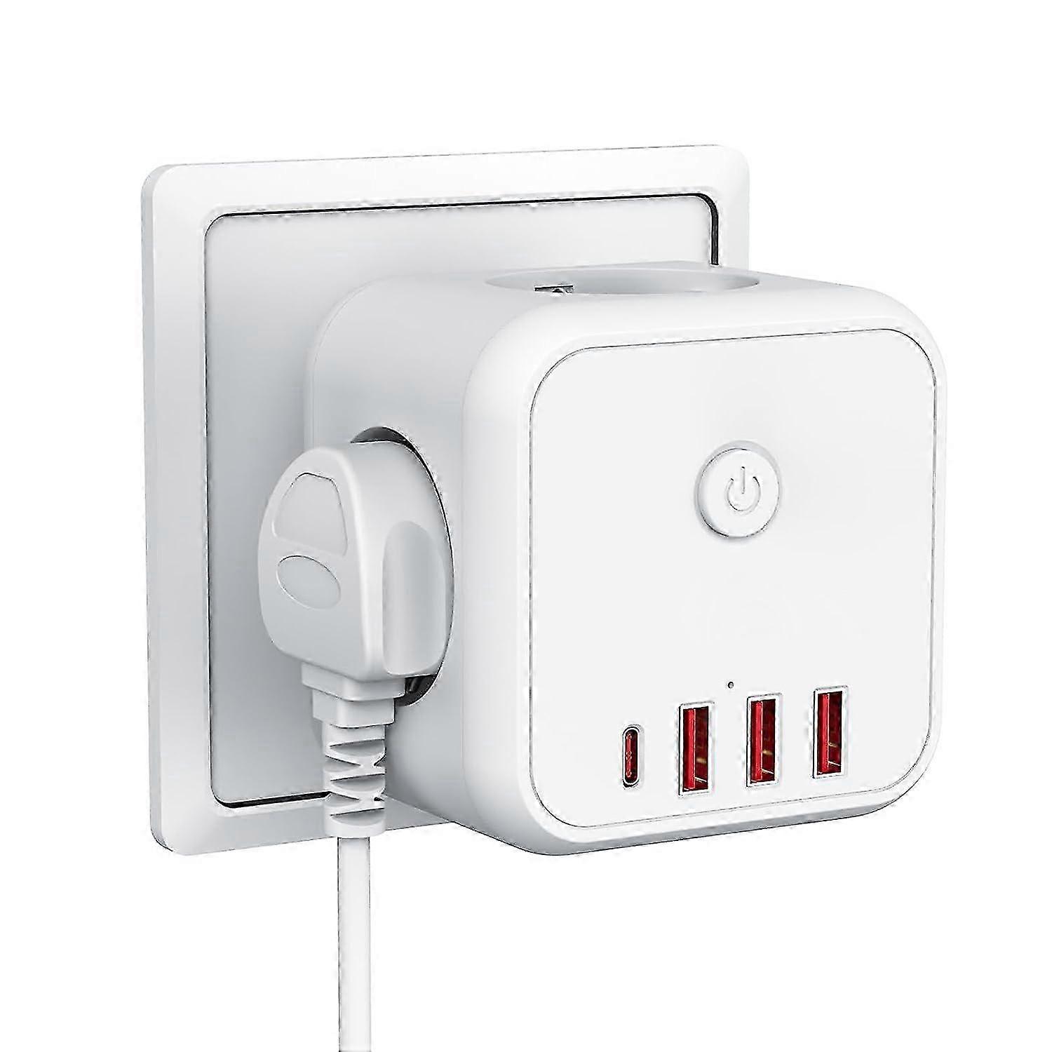7-Port EU Plug Socket with 4 USB for Home Office