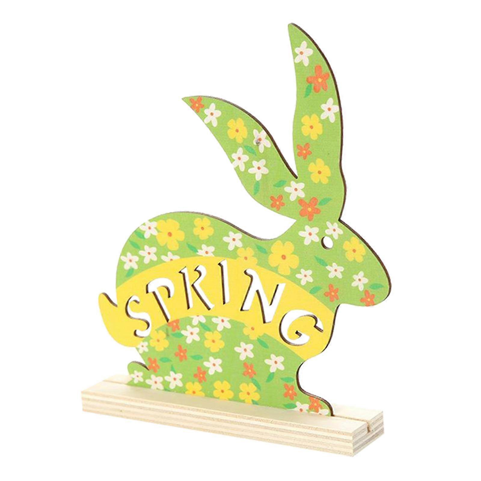 Wooden Easter Rabbit Ornament Happy Easter Decoration for Easter Eggs Party