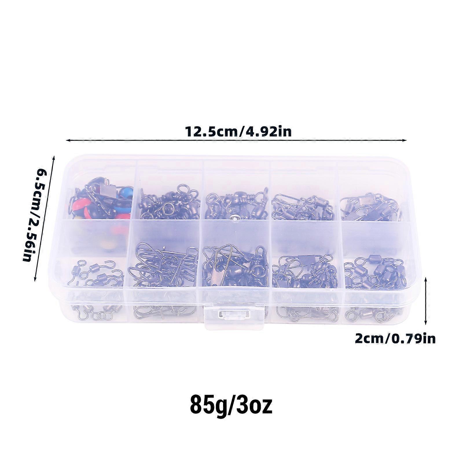 115Pcs Fishing Swivels Kit High-Strength Fishing Line Connector With Rolling Swivels Barrel Swivels for Bass Trout Freshwater Saltwater