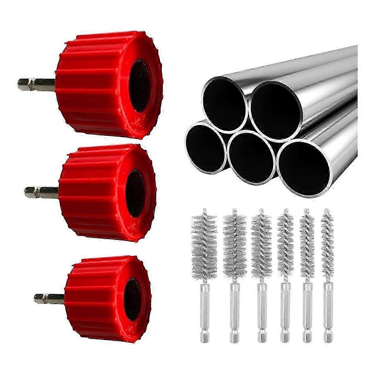 Metal Pipe Cleaner, Drill Attachment Pipe Cleaner, Copper Pipe Tools, Pipe Cleaning Tool Set, 3X Pi