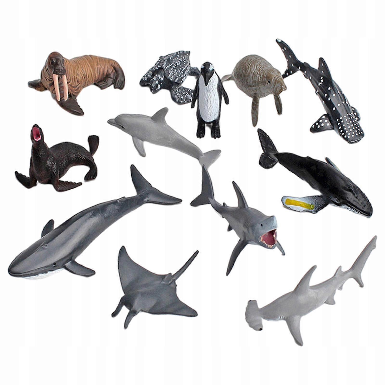 12/set Simulation Shark Whale Figurine Party