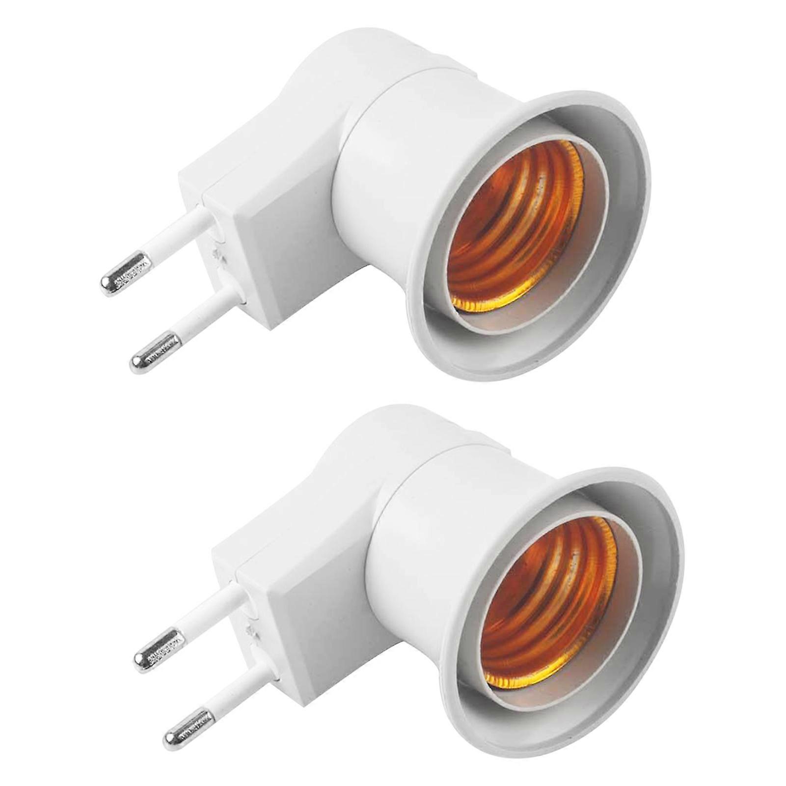 2PCS EU Plug to E27 Adapter Socket Converter with ON OFF Switch, Portable LED Light Bulb Holder for Easy Installation