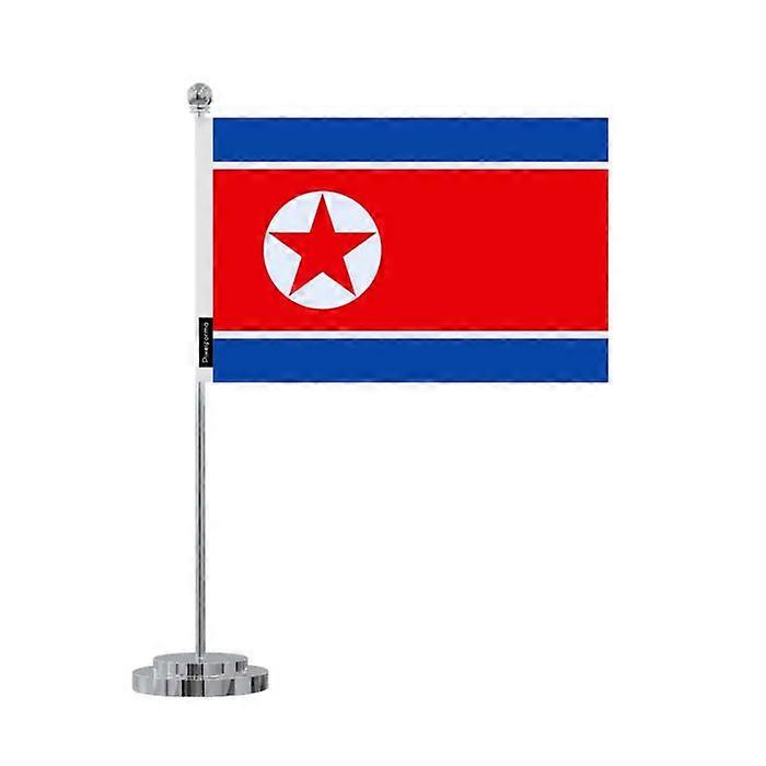 North Korea Flag Desk Flag – 14 x 21 cm – Polyester – Stainless Steel Base