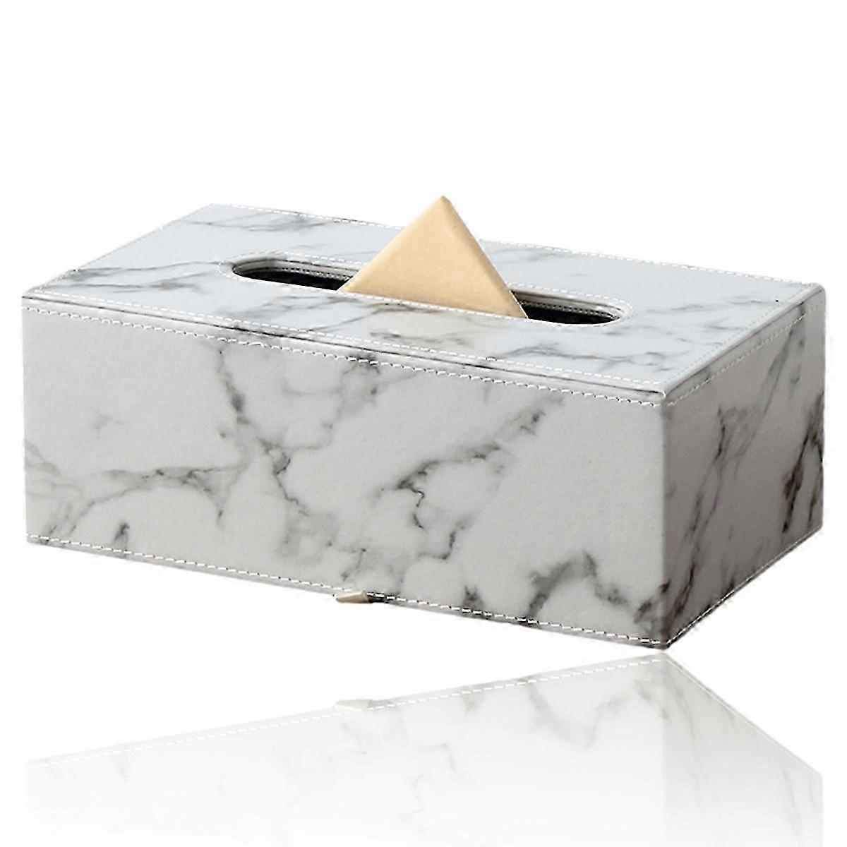 Rectangular Leather Tissue Box Cover - Stylish Tissue Box Holder with Magnetic Bottom, Decorative PU Tissue Box