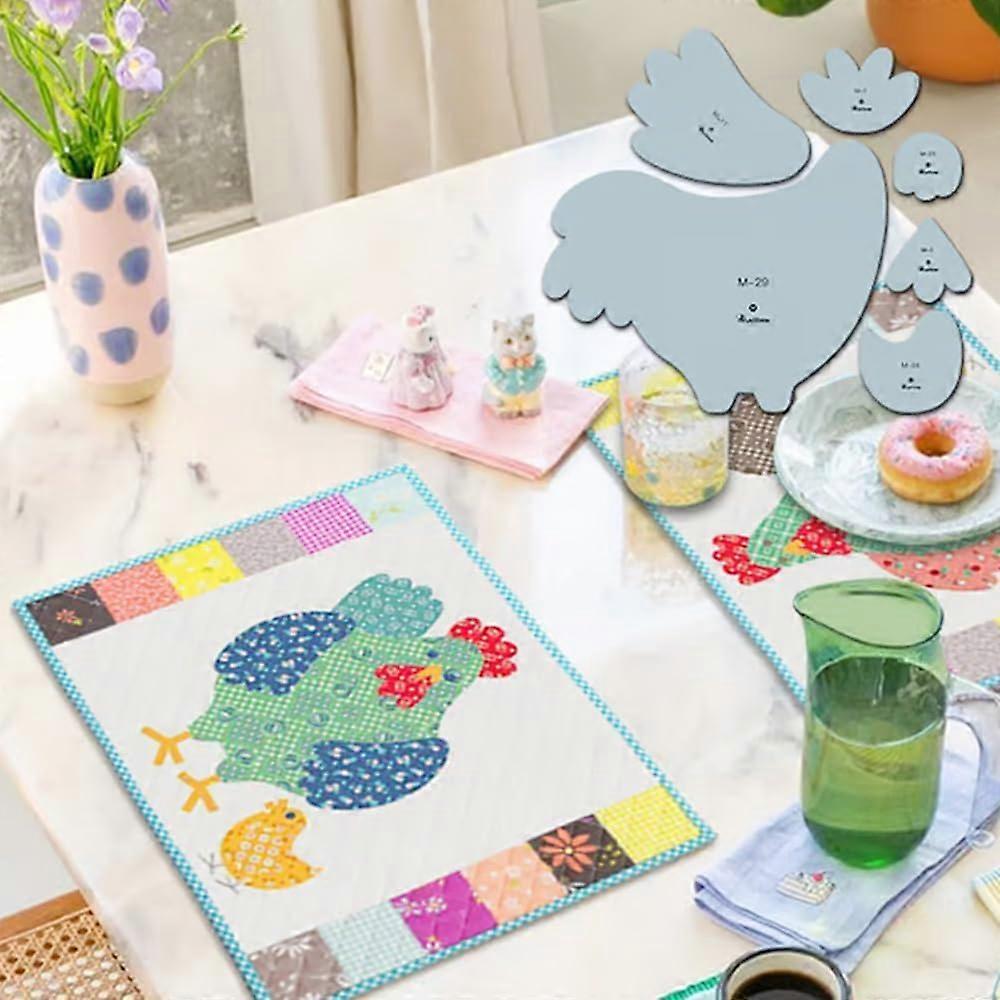 Weekend Chicken Patchwork Quilting Template Set, Sew Simple Shapes, Reusable Patterns (A)