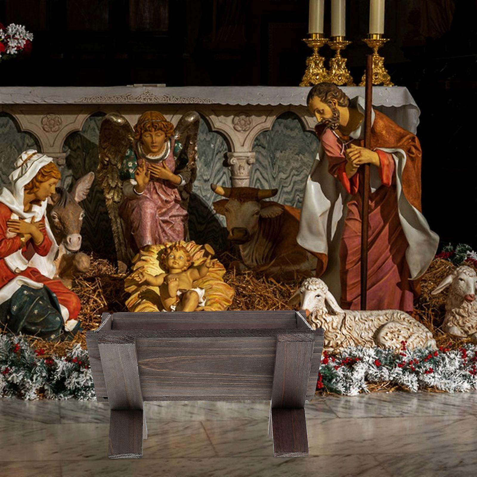 Wooden Manger Wooden Nativity Scene Craft For Christmas Party Props 