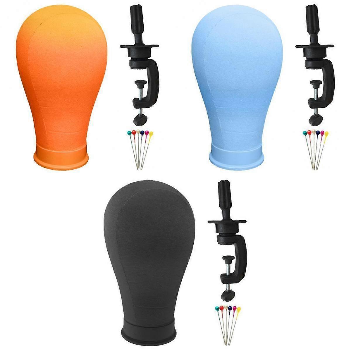 3x Canvas Block Head Mannequin Head for Lace