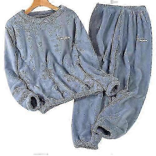 Höst Vinter Herr Termisk Fleece Pyjamas Set Långärmad Casual Hem Sovkläder